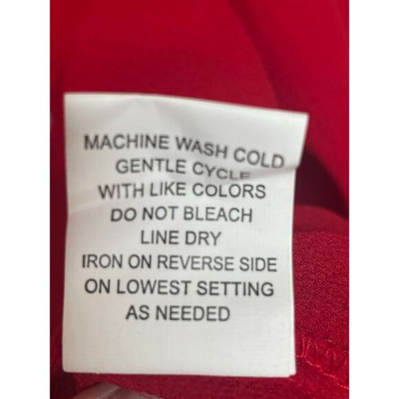 Notations Womens Split Neck Blouse Roll Tab Sleeve Hi-Low Hem Size XL Red - Picture 5 of 7